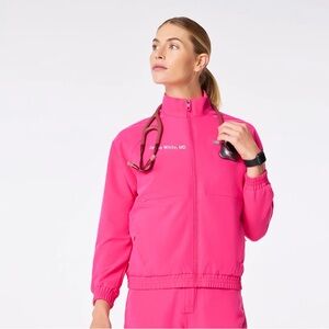 Figs Women's Bright Pink Bomber Jacket